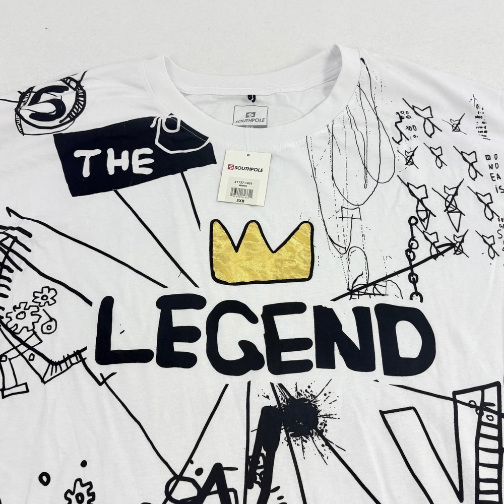 NWT Southpole T-Shirt Men 5XB White Doodle Graph iv Legend Gold Crown Streetwear